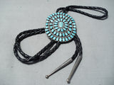 Authentic Vintage Native American Navajo Larry Moses Begay Turquoise Sterling Silver Bolo Tie-Nativo Arts