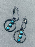 Wonderful Vintage Native American Zuni Blue Gem Turquoise Sterling Silver Earrings-Nativo Arts