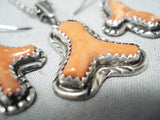 Jen Epaloose Zuni Coral Sterling Silver Necklace And Earring Set Native American-Nativo Arts