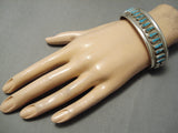Native American Rare Blue Diamond Teardrop Turquoise Sterling Silver Bracelet-Nativo Arts