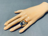 Pueblo Heavy Native American Navajo Turquoise Sterling Silver Ring-Nativo Arts