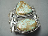 One Of The Biggest Best Vintage Native American Navajo #8 Turquoise Sterling Silver Bracelet-Nativo Arts