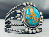 Five Coiled Wires Vintage Native American Navajo Turquoise Sterling Silver Bracelet-Nativo Arts