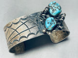 Opulent Vintage Spider Native American Navajo Turquoise Sterling Silver Bracelet-Nativo Arts