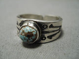Striking Vintage Navajo #8 Turquoise Sterling Silver Native American Ring-Nativo Arts