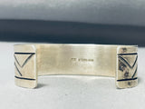 Fabulous Zig Zag Native American Navajo Sterlng Silver Bracelet Signed-Nativo Arts