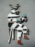 One Of The Biggest Best Vintage Native American Zuni Clown Turquoise Sterling Silver Pin-Nativo Arts