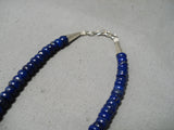 Electrifying Vintage Native American Navajo Lapis Sterling Silver Necklace Old-Nativo Arts