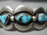 Amazing Vintage Native American Navajo Waving Sterling Silver Turquoise Bracelet Old-Nativo Arts