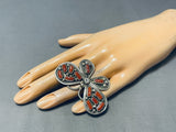 Native American Danny Brown Massive Butterfly Coral Sterling Silver Ring-Nativo Arts