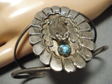 Important Blue Warrior Turquoise Vintage Native American Navajo Toad Sterling Silver Bracelet-Nativo Arts