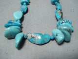 Unique Vintage Native American Navajo Kingman Turquoise Sterling Silver Necklace Old-Nativo Arts