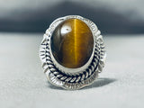 Beautiful Bett Smith Native American Navajo Tiger Eye Sterling Silver Ring-Nativo Arts