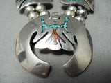 Detailed Vintage Native American Navajo Turquoise Coral Sterling Silver Squash Blossom Necklace-Nativo Arts