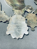 One Of Most Intricate Ever Vintage Native American Zuni Turquoise Inlay Sterling Silver Necklace-Nativo Arts