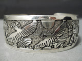 Exceptional Vintage Native American Navajo Sterling Silver Eagle Dancers Bracelet-Nativo Arts