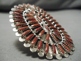 One Of The Biggest Ever Native American Navajo Coral Sterling Silver Ring-Nativo Arts
