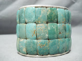 Best Native American Squared Green Turquoise Sterling Silver Bracelet-Nativo Arts