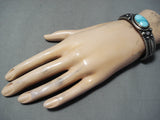 Famous Native American Navajo Al Jake Carico Lake Turquoise Sterling Silver Bracelet-Nativo Arts