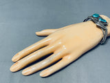 Premium Vintage Native American Navajo 2 Kingman Turquoise Sterling Silver Bracelet-Nativo Arts