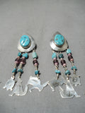 Eye-catching Navajo Turquoise Sterling Silver Dangle Earrings Native American-Nativo Arts