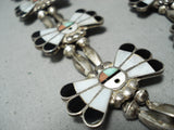 Intricate Women's Vintage Native American Zuni Turquoise Sterling Silver Squash Blossom Necklace-Nativo Arts