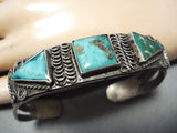 Earlier 1900's Vintage Native American Navajo Turquoise Ingot Silver Bracelet-Nativo Arts