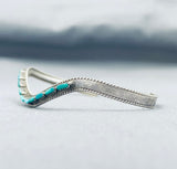 Phenomenal Vintage Native American Navajo Turquoise Petite Point Sterling Silver Bracelet-Nativo Arts