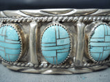 One Of The Best Vintage Native American Navajo Inlaid Turquoise Sterling Silver Bracelet-Nativo Arts