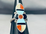 Fabulous Vintage Native American Navajo Blue Gem Turquoise Sterling Silver Ring-Nativo Arts