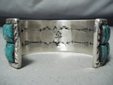 Heavy Curt John Native American Navajo Turquoise Sterling Silver Inlay Bracelet-Nativo Arts