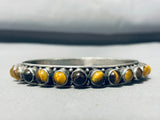 Very Rare Vintage Native American Navajo Tiger's Eye Sterling Silver Bangle Bracelet-Nativo Arts