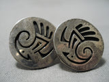 Tremendous Vintage Hopi Native American Sterling Silver Yowytewa Earrings-Nativo Arts