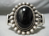 Important Jeanette Dale Vintage Native American Navajo Black Onyx Sterling Silver Bracelet-Nativo Arts