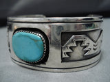 Tremendous Vintage Native American Navajo Green Turquoise Sterling Silver Bracelet Old-Nativo Arts
