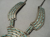 Museum Quality Vintage Native American Navajo Zuni Needlepoint Turquoise Squash Blossom Necklace-Nativo Arts