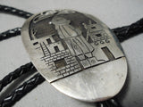 Important Vintage Native American Hopi Frank Laheleon Sterling Silver Mudhead Bolo Tie-Nativo Arts