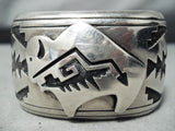 Extremely Rare Vintage Native American Navajo Thomas Singer Sterling Silver Protruding Bracelet-Nativo Arts