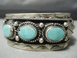 Heavy Vintage Navajo/ Mexican Turquoise Sterling Silver Bracelet Old-Nativo Arts
