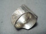 Native American Colossal Vintage Navajo Spiderweb Turquoise Sterling Silver Ring Old-Nativo Arts