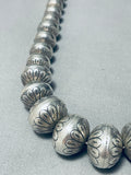 Heavy 92 Gram Vintage Native American Navajo Hand Tooled Sterling Silver Bead Necklace-Nativo Arts
