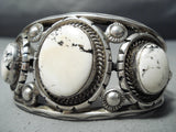 Best Vintage Native American Navajo White Buffalo Turquoise Stering Silver Bracelet-Nativo Arts