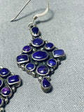 Gorgeous Vintage Native American Navajo Sugulite Cluster Sterling Silver Earrings-Nativo Arts
