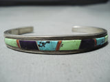 Impressive Native American Navajo Turquoise Sugulite Gaspeite Sterling Silver Bracelet-Nativo Arts