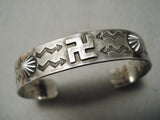 Early 1900's Vintage Native American Navajo Whilring Logs Sterling Silver Bracelet-Nativo Arts