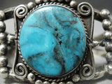 Opulent Vintage Native American Navajo Blue Diamond Turquoise Sterling Silver Bracelet Old-Nativo Arts