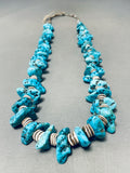 Native American Traditional Vintage Santo Domingo Old Kingman Turquoise Heishi Necklace-Nativo Arts