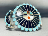 Adrian Elizabeth Wallace Vintage Native American Zuni Turquoise Sunface Sterling Silver Bracelet-Nativo Arts