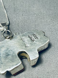 Fantastic Native American Navajo Spiny Oyster Sterling Silver Bear Necklace Signed-Nativo Arts
