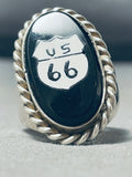 Important Cal Desson Vintage Native American Navajo Route 66 Sterling Silver Heavy Ring-Nativo Arts